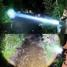 500000LM Linterna LED de alta potencia portátil y recargable con batería incorporada, alcance de 1500M, linterna táctica para uso en exteriores - Negro - Ver 4