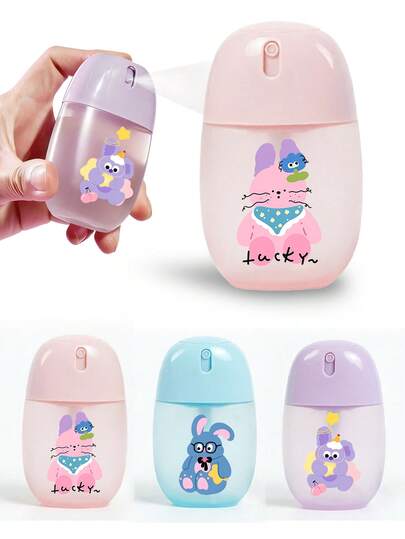 Cute Rabbit Pattern Candy Color Plastic Empty Bottle, Pump Dispenser Bottle, Portable Refillable Spray Bottle, Can Be Filled With Cleaning Liquid, Insect Repellent, Skincare Products, Reusable, Gift, Suitable For Daily Use, Travel Essential, Fine Mist, Leak-Proof, Container, Bathroom