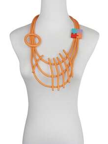 MARLIWOO 1 pieza Collar de joyería de fiesta de diseño único hecho a mano con estilo bohemio, decoración de rompecabezas colorida y multicapa - Multicolor - Ver 12