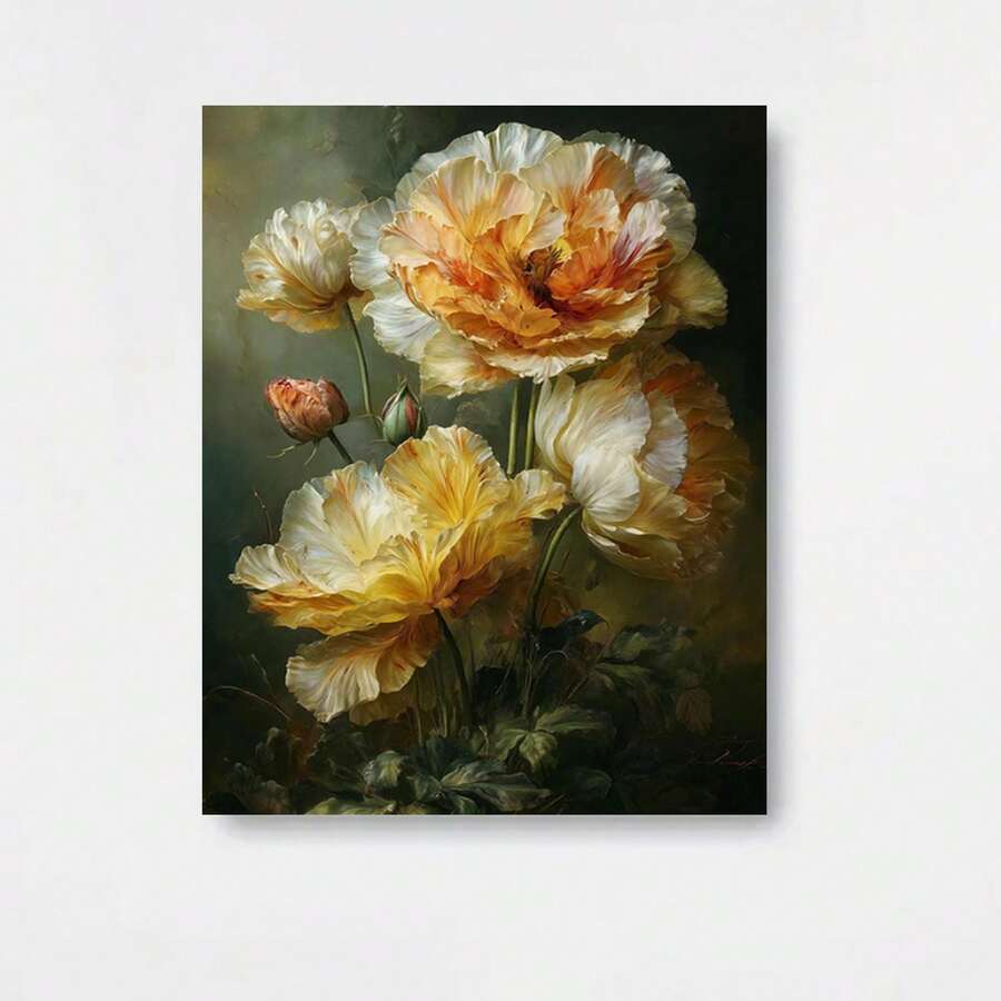 Pintura en lienzo de múltiples s sin marco, 2D plano, 1 pieza, belleza floral majestuosa - Encantador estampado de flores de adormidera, obra de arte exquisita, regalo para amantes de la naturaleza y las flores. Decoración para el hogar - Enmarcado - Ver 1