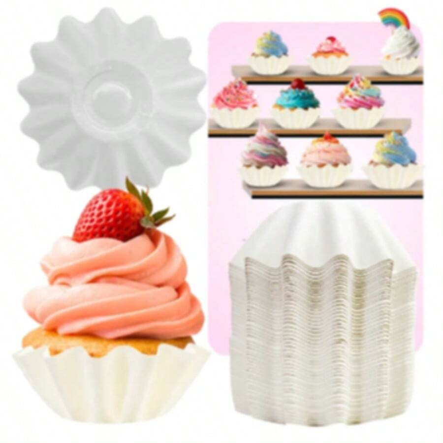 Cupcake Liners, Baking Utensils, Matte White, 50 Pieces - View 1