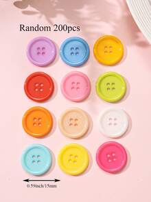 200pcs 15/20/25/30mm 4-Hole Multicolor Plastic Buttons, For DIY, Clothing, Crafts And More - Plastic Buttons - View 4