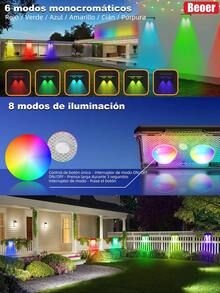 Luz de pared solar, lámpara de pared LED RGB resistente al agua IP65 con cambio de color, luz exterior automática del anochecer al amanecer adecuada para jardín, cerca, patio, patio trasero - Lámparas solares de pared para exteriores - Ver 5