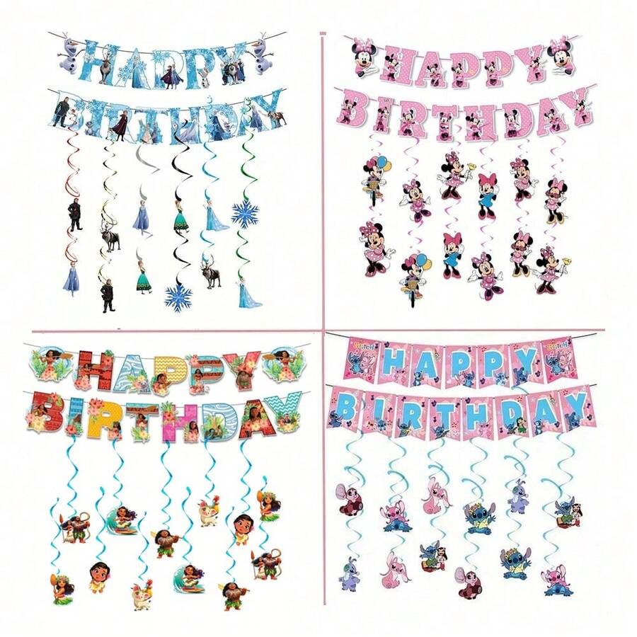 Disney Pancarta decorativa de Stitch adorable, decoración de ambiente para fiestas, decoración de fondo para fotos, decoración de pared de habitación y aula, regalo sorpresa para amigos, decoración de fiesta con tema de Frozen - Como se muestra en la figura - Ver 1