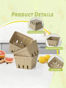 30/20/10/1pc Natural Wood Pulp Fiber Berry Baskets, Small Molded Fruit Baskets Suitable For Strawberries, Blueberries, Raspberries, Vegetable Display, Farmers Market, Grocery Store, Fruit Picking Berry Containers - Multicolor - View 4