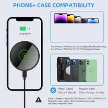 Giá đỡ điện thoại từ tính gắn trên ô tô, phụ kiện ô tô 2 trong 1, tương thích với dòng 17 Air 16 15 14 13 12, giá đỡ điện thoại hút chân không sạc nhanh gắn trên cửa gió/bảng điều khiển. - màu đen - Xem 4