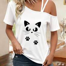 Beautiful Casual Elegant Vacation Party Summer Women's Clothing Tropical Beach Pattern Gorgeous Women's Top Loose Athletic Elegant Gift Soft Machine Washable Casual Cute Elastic All-Match Short Sleeve Cami Top - 彩色 - 查看 2