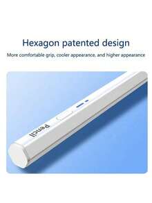 Lenovo Pulpen Stylus Heksagonal Kapasitif BP18BL, Universal untuk Android dan Apple, Anti-Salah Sentuh Layar Penuh untuk Penulisan yang Lancar, Pengoperasian Cepat Satu Tombol, Daya Tahan Baterai Lama dan Pengisian Daya yang Nyaman, Tampilan Baterai Real-Time, Putih - View 5
