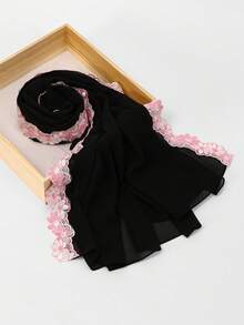 1 chiếc khăn trùm đầu bằng vải chiffon màu hồng trơn thêu hoa, thoải mái, nhẹ, thoáng khí, đa năng, thiết kế thêu tương phản màu sắc trang nhã, phù hợp cho sử dụng hàng ngày, mọi mùa, vật dụng cần thiết khi đi du lịch, khăn tắm biển. - Khăn choàng dài bằng chiffon ren thêu nhiều màu sắc - Xem 3