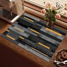 1 pieza Estera absorbente con estampado de grano de madera vintage/Estera de secado para cafetera, vajilla - Estera protectora absorbente de poliéster con almohadilla antideslizante de goma, para decoración de la encimera de la cocina, bar en casa y mesa de comedor - Multicolor - Ver 8