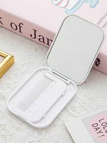 Women's Foldable Portable Makeup Mirror & Comb Set, Creative Compact Makeup Mirror, Suitable For Travel, Mirror And Comb Combo - Multicolor - View 5