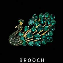 1/6 Fashionable Peacock Brooch, Alloy Rhinestone Colorful Peacock Lapel Pin, Vintage Palace Animal Accessory For Dress/Suit, Gift For Friends - Style - View 18
