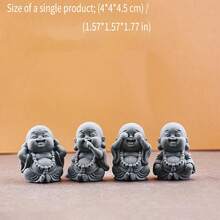 1/4 四件組花園裝飾品，砂岩與樹脂混合材質，適合茶室、辦公室裝飾，波希米亞風，創意趣味小裝飾，理想居家裝飾 - 多色 - 查看 9