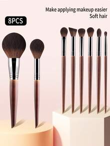 Bộ cọ trang điểm hoàn chỉnh 24/21/15 món, bao gồm cọ phấn phủ, cọ tán kem nền góc cạnh, cọ pha màu mắt, cán giả gỗ hồng mộc. - Gỗ đỏ - Xem 13