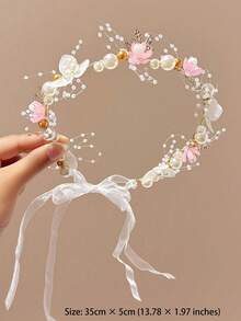 Diadema con corona de flores para niñas, accesorios para el cabello de estilo princesa hada para fiestas de cumpleaños, actuaciones, eventos - Multicolor - Ver 4