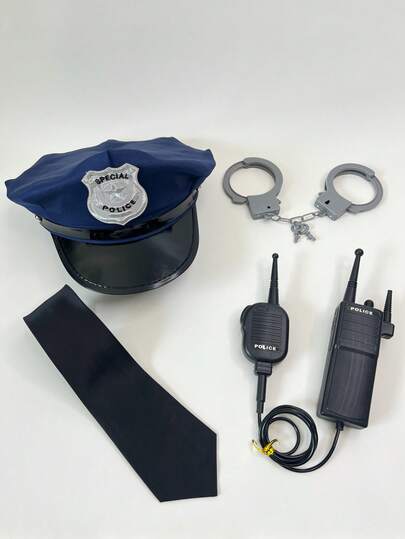 Men's Hat Set: Octagonal Cap; Women's Hat Set: Costume Accessories; Hat Set: Cap, Tie, Walkie-Talkie Combo; Festive Party Costume Accessories; Hat, Uniform