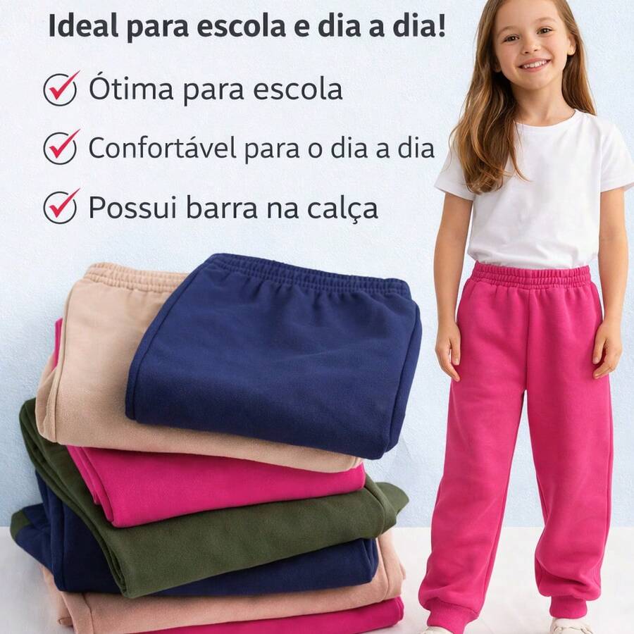 Set Of 3 Girls' Fleece Pants, Sizes 2 To 12 Years | Winter Pants For Girls | Children's Fleece (Assorted Colors) - Hỗn hợp - Xem 1