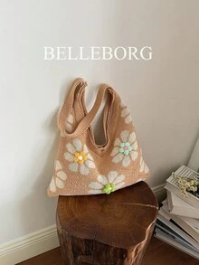 Elegant Versatile Textured Lightweight Large Capacity Foldable Fashion Women Shoulder Bag - Khaki - View 5
