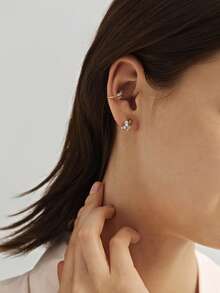 2 piezas Pendientes de clip de mariposa de diamantes de imitación de cristal en forma de marquesa - Amarillo Oro - Ver 2