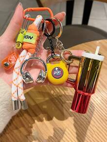 [Original Handmade] High-Value Mini Water Bottle Keychain, Braided Rope Keychain/Wrist Accessory, 3D Earphone Accessory, Car Key Anti-Loss Chain, Exquisite Girl Earphone Decoration, Women's Summer Charm Bag Pendant, Beach Holiday Essential - Multicolor - View 7