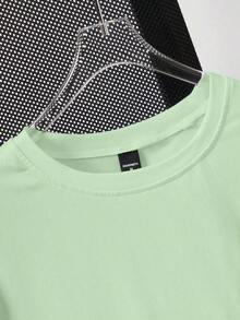 1pscClaim Dot Camiseta de manga corta con estampado de conejo de dibujos animados negro clásico y versátil para fitness, camiseta casual deportiva unisex de cuello redondo100% Cotton - Verde - Ver 4