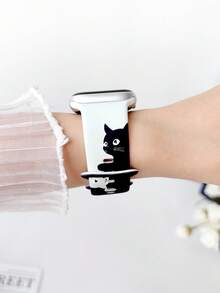 1条可爱猫咪图案硅胶表带，适用于 38mm 40mm 41mm 42mm 44mm 45mm 49mm（S10 42mm）（S10 46mm），舒适可替换的柔软硅胶表带，兼容 Series 11 Ultra 3 SE3 Ultra 2 S10 SE2 9 8 7 SE 6 5 4 3 2 1，适合日常佩戴和节日场合。 - 黑色 - 查看 4