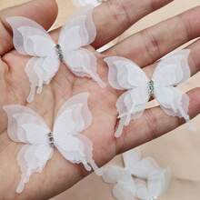 3D Butterflies, 30 Pieces Organza Fabric Translucent Chiffon Butterfly, Decorative Butterflies For DIY Decoration, Scrapbooking, Luggage, Wall And Window Hair Clip Decoration - 30pcs - View 2