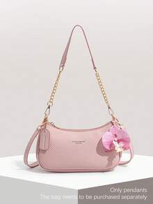 New Lily Flower Keychain, Versatile Phone Charm, Niche Design Minimalist Fashion Casual Bag Pendant With Rivet, Exquisite Car Key Chain, Suitable For Daily Matching And Gifts Festival Graduation - Pink - View 5