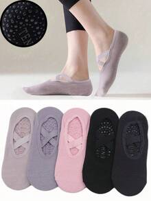 4 Pairs Women's Pilates Non-Slip Yoga Socks, Non-Slip Socks, Neutral Medical Socks, Ankle Support, Shock Absorbing Sports Socks - Multicolor - View 9