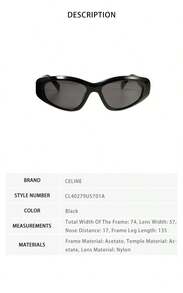 Celine Sun Glasses - 黑色CL40279U5701A - 查看 8