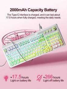 AULA F3099 Wireless Keyboard Rechargeable Mechanical Feel Gaming Keyboard RGB Backlight with Rotary Button Original AULA Bluetooth Keyboard For PC Desktop Game Office Laptop - 查看 11