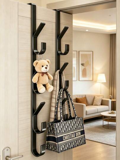 OBOVAY 1pc Multi-Function Over The Door Hook - Straight Design Storage Hook Coat Rack, Towel Rack For Bathroom Door, Space Saving No Drilling Required, Suitable For Bedroom, Bathroom, Garage, Laundry Room, Cabin, Kitchen, Hotel (Random Style Shipped)