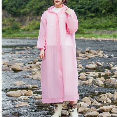 New Thickened Durable Transparent Portable Outdoor Rain Jacket, Front-Button Full Body Waterproof Raincoat For Hiking, Traveling