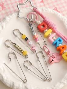 5 piezas de alfileres de grandes, diseño resistente, sujetadores duraderos, estructura metálica, materiales duraderos, alfileres multifuncionales, clips de papel gruesos con anillos múltiples, broche de borde de ropa grande para accesorios de joyería DIY - Color blanco K. - Ver 6