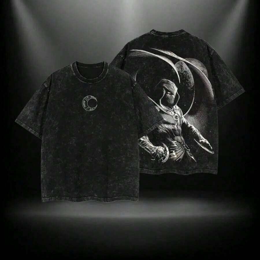 Moon Knight Menswear Gift For Movie Fans Top Apparel Classic Oversized Seamless Simple Straight Man Designer Shirts Men's Regular Fit Floral Print Tee Heavyweight Cotton T-Shirts Featuring Epic Panther Design Retro Oversized Cotton Graphic Teesummer Outfits For Women Graphic Tees 100% Pure Cotton T-Shirt - 黑色 - 查看 1