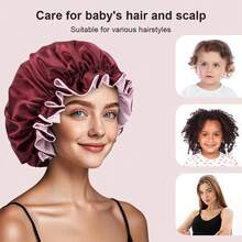 1 chiếc mũ tắm bằng satin chống thấm nước, mũ tắm hai lớp có viền ren, mũ kiểu Bohemian, phù hợp cho mọi mùa. - Nhiều màu - Xem 1