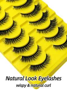 10 Pairs Manga Spiky Lashes Natural Soft Clear Band Comic Styles Eyelashes Anime Look Eyelash Wispy Strip Manga Look False Eyelashes Perfect For Daily Use Reusable - Lông mi mèo - Xem 5