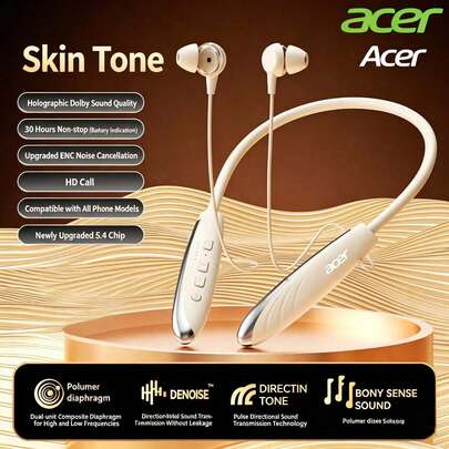 Acer The OHR526 Neckband Bluetooth Earphones Feature In-Ear Sound Quality, A Wireless Design For Sports, And Compatibility With Both Apple And Android Devices, Providing An Immersive Music Experience All Day Long.