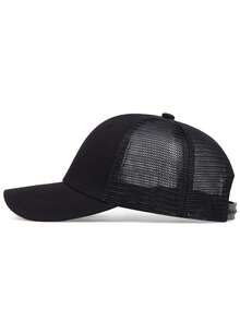 2026Men Solid Trucker Hat Letter Embroidered Baseball Cap Casual - màu đen - Xem 2