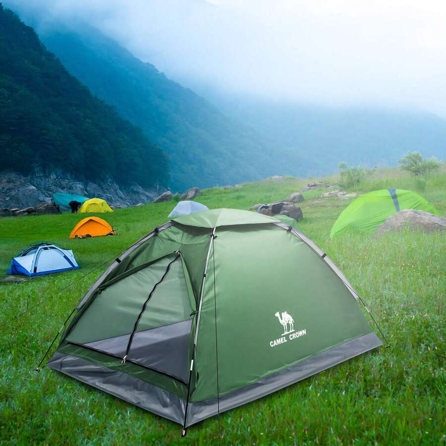 CAMEL CROWN 2-3 Person Camping Tent, Quick 10-Minute Setup, Suitable For Camping, Music Festivals, Backyard, Sleeping, Windproof And Waterproof - Army Green - View 1