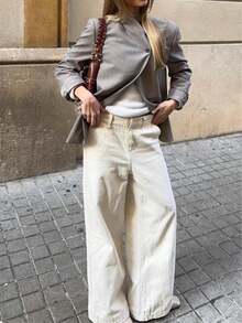 THREADLY Spring/Autumn New Women's Fashion High Collar Versatile Blazer - Khaki - View 4
