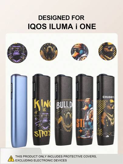 1 ốp bảo vệ IQOS ILUMA I ONE, chất liệu da PU chống trượt, chống rơi vỡ, nhiều họa tiết hoạt hình khác nhau, kiểu dáng đôi, 5 kiểu để thay đổi, cắt chính xác, chống trầy xước, nhẹ, dễ mang theo và dễ lắp ráp, trang trí tối giản thời trang cho thiết bị của bạn, kèm hộp đựng để mở ốp độc quyền và mang phong cách đến cuộc sống của bạn.