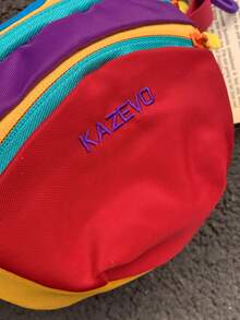 Colorblock Waist Bag | 6 Colors Available, Dual Zipper Compartments For Phone, Keys, Lipstick; Lightweight For Organized Travel; Adjustable Metal Buckle Strap, Instantly Converts From Waist Bag To Crossbody Bag; Suitable For Commuting, Shopping, Sports And Travel - Multicolor - View 9