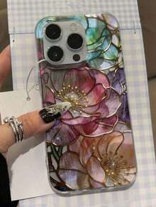 Faux Pearl Floral Painted Elegant New Chiffon Minimalist Fashion Phone Compatible With 17/17 Pro, 15, 16/16 Pro, 15 Pro, P13, P14, P11 Soft, P12, XS, XR,/8,/8 Plus, A14, A15, S23 Ultra, A50, A12, A32, A52, A72, A51, A21S, A13, A14, S22 Ultra, S23, A33, A53, S20 FE,International Version, Not Domestic Version - 1pc - 查看 3
