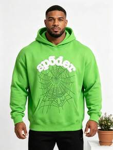 Men's & Women's Cotton Hoodie Y2k Spider Web Print Hoodies Men Gothic Punk Long Sleeve Sweatshirts Pants Streetwear Autumn Casual Hip Hop Loose Pulloversgraphic Hoodies Halloween Clothes Fall Clothes For Women & Men,Y2k,Funny Christmas & Halloween Cotton Hoodies,Suitable For Festivals, Parties, Home Wear, Daily Commuting, Back-To-School, And Concert Outfits. - màu xanh lá - Xem 2