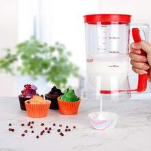 4-Cup Batter Dispenser With Scale Mark, Squeeze Handle, Pancake Batter Dispenser Pancakes, Waffles, Muffins, Crepes & Cupcakes, Baking, Kitchen Gadget (Red) - Đỏ - Xem 8