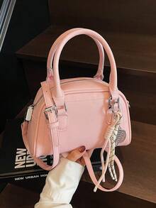 女士小手提包，复古百搭新款时尚单肩斜挎包，手提办公包 - 粉色 - 查看 12
