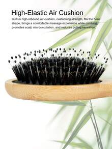 1 Pc Mini Oval Air Cushion Bamboo Comb,Bamboo Paddle Hair Brush With Handle,Hair Brushes For Women Men, Mane & Nylon Bristle Brush For Wet/Dry Hair Smoothing Massaging Detangling, Portable Detangling Haircomb For Massaging Scalp,Thin/Curly/Dry Hair,Travel,Birthday - Multicolor - View 6