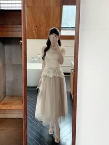 Women Two-Piece Outfits - Beige - View 4