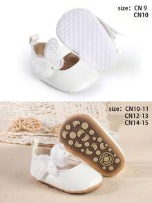 0-3-5 Months Spring/Autumn Newborn Infant Girl Solid Color Bow Cute Princess Shoes Suitable For Indoor/Outdoor - White - View 3